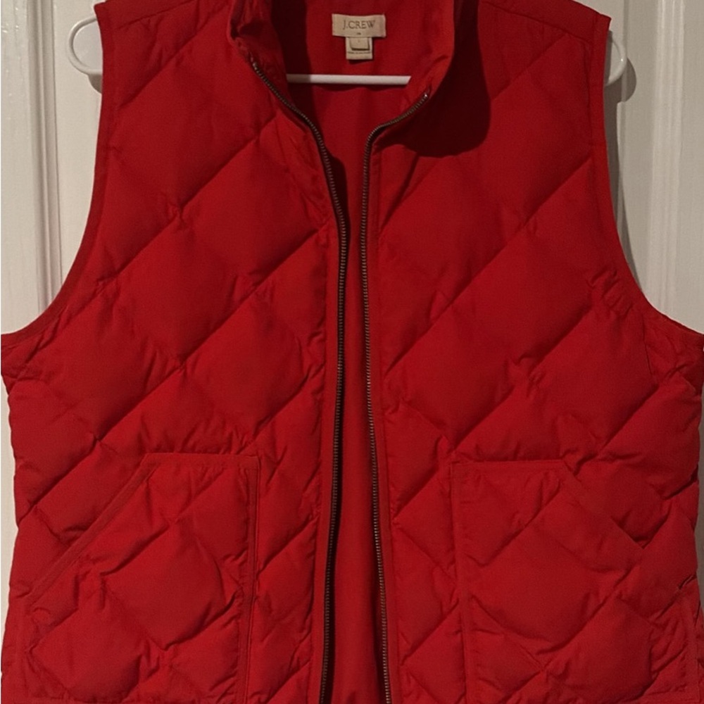 J. Crew Vibrant Red Quilted Vest